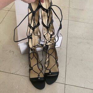 Ivanka Trump Black Lace-Up Sandals